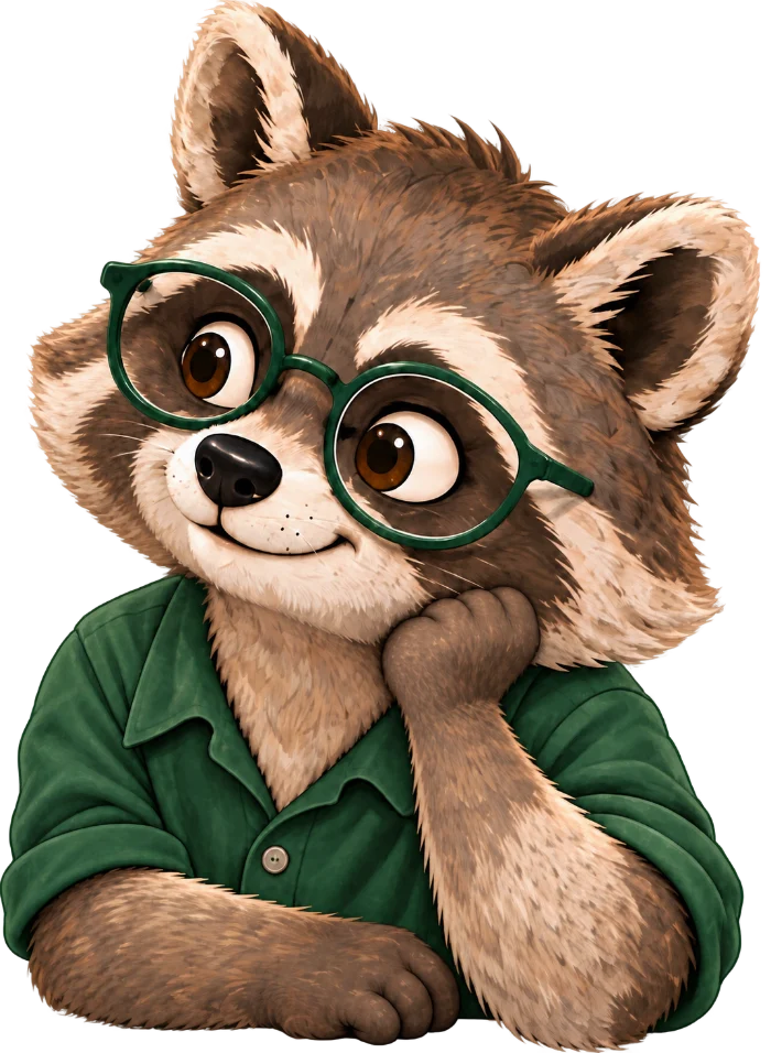 The AskData raccoon considering an answer